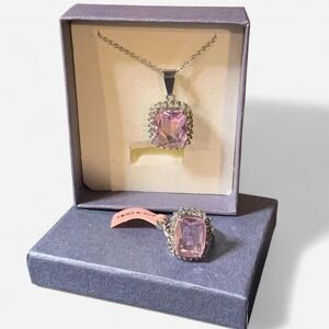 Pink Stone Necklace/Ring Set
